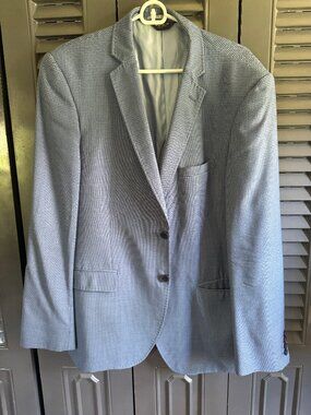 Marc Martin New York Blazer 44R Blue Micro Check Wool Blazer Men’s 2 Button